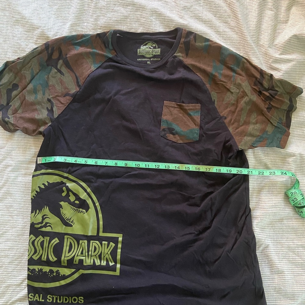 Universal Studios Jurassic Park Camouflage Sleeve Tee Plus Bonus Extra Shirt
